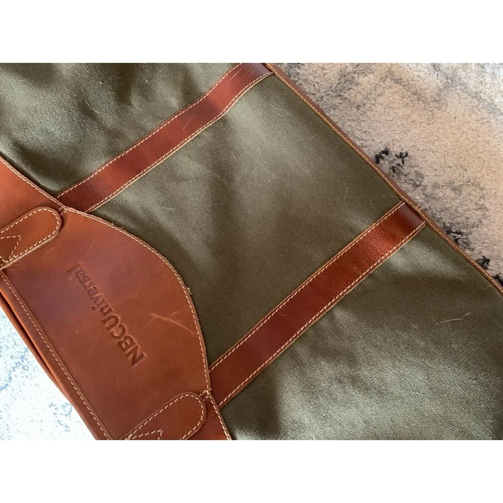 Vintage Canyon Outback Green Canvas & Leather Tote Bag 
